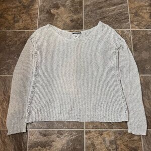Silver Jeans Co. Crop Sweater Long Sleeve Cable Knit Cream Women's Size Medium